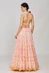 Gopi Vaid_Pink Lehenga Georgette Embroidery Mirror Halter Neck Sana Mela Geometric Set _Online_at_Aza_Fashions