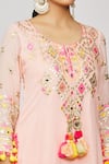 Buy_Gopi Vaid_Pink Kurta And Sharara Georgette Embroidery Mirror Friya Short Set  _Online_at_Aza_Fashions