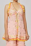 Buy_Gopi Vaid_Pink Kurta Georgette Embroidery Ishana Geometric Peplum Sharara Set  _Online_at_Aza_Fashions