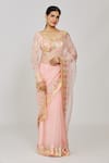 Shop_Gopi Vaid_Pink Saree Organza Embroidery Mirror Chaya Border With Blouse  _at_Aza_Fashions