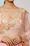 Buy_Gopi Vaid_Pink Saree Organza Embroidery Mirror Chaya Border With Blouse  _Online_at_Aza_Fashions