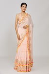 Buy_Gopi Vaid_Pink Saree Chiffon Embroidery Anika Scallop Border With Blouse  _at_Aza_Fashions