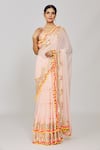 Shop_Gopi Vaid_Pink Saree Chiffon Embroidery Anika Scallop Border With Blouse  _Online_at_Aza_Fashions