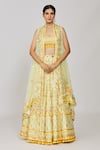 Buy_Gopi Vaid_Yellow Lehenga Georgette Embroidery Mirror Cape Open Ashi Set _at_Aza_Fashions