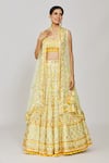 Shop_Gopi Vaid_Yellow Lehenga Georgette Embroidery Mirror Cape Open Ashi Set _Online_at_Aza_Fashions