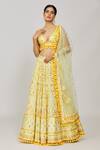 Buy_Gopi Vaid_Yellow Lehenga Georgette Embroidery Mirror Dayita Sequin And Work Bridal Set _at_Aza_Fashions