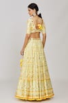 Gopi Vaid_Yellow Lehenga Georgette Embroidery Mirror Scallop V Anha Sequin Bridal Set_Online_at_Aza_Fashions