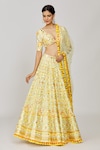 Shop_Gopi Vaid_Yellow Lehenga Georgette Embroidery Mirror Scallop V Anha Sequin Bridal Set_at_Aza_Fashions