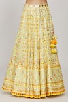 Gopi Vaid_Yellow Lehenga Georgette Embroidery Mirror Scallop V Anha Sequin Bridal Set_at_Aza_Fashions