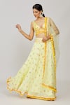 Buy_Gopi Vaid_Yellow Viscose Embroidered And Printed Thread Yasti Victorian Skirt & Blouse Set _at_Aza_Fashions