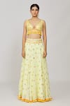 Buy_Gopi Vaid_Yellow Viscose Embroidered And Printed Thread Yasti Victorian Skirt & Blouse Set _Online_at_Aza_Fashions