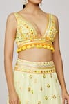 Shop_Gopi Vaid_Yellow Viscose Embroidered And Printed Thread Yasti Victorian Skirt & Blouse Set _Online_at_Aza_Fashions