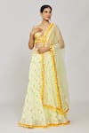 Shop_Gopi Vaid_Yellow Viscose Embroidered And Printed Thread Yasti Victorian Skirt & Blouse Set _at_Aza_Fashions