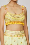 Shop_Gopi Vaid_Yellow Skirt Georgette Embroidered And Printed Thread Round Priti Victorian Set _Online_at_Aza_Fashions