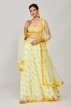 Shop_Gopi Vaid_Yellow Skirt Georgette Embroidered And Printed Thread Round Priti Victorian Set _at_Aza_Fashions