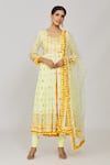 Buy_Gopi Vaid_Yellow Anarkali Georgette Embroidered Thread V Neck Riana Mirror Set _at_Aza_Fashions