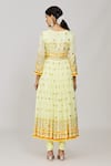 Gopi Vaid_Yellow Anarkali Georgette Embroidered Thread V Neck Riana Mirror Set _Online_at_Aza_Fashions