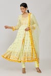 Buy_Gopi Vaid_Yellow Anarkali Georgette Embroidered Thread V Neck Riana Mirror Set _Online_at_Aza_Fashions