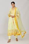 Shop_Gopi Vaid_Yellow Anarkali Georgette Embroidered Thread V Neck Riana Mirror Set _Online_at_Aza_Fashions