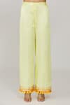 Gopi Vaid_Yellow Viscose, Linen, Chiffon, Satin Fringe, Embroidery, Kurta Palazzo Set _at_Aza_Fashions
