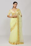 Buy_Gopi Vaid_Yellow Priyal Embroidered Saree And Blouse Set_Online_at_Aza_Fashions