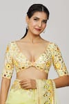 Shop_Gopi Vaid_Yellow Priyal Embroidered Saree And Blouse Set_at_Aza_Fashions