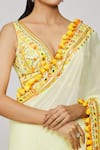 Shop_Gopi Vaid_Yellow Saree Chiffon Embroidered Srini Re-draped Tiered With Blouse  _Online_at_Aza_Fashions