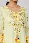 Shop_Gopi Vaid_Yellow Viscose, Cotton Satin, Net Fringe, Embroidery, Maahika Kurta Sharara Set _Online_at_Aza_Fashions