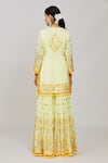 Gopi Vaid_Yellow Kurta Viscose Embroidered Thread Friya Mirror Sharara Set  _Online_at_Aza_Fashions