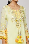 Buy_Gopi Vaid_Yellow Kurta Viscose Embroidered Thread Friya Mirror Sharara Set  _Online_at_Aza_Fashions