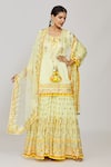 Shop_Gopi Vaid_Yellow Kurta Viscose Embroidered Thread Friya Mirror Sharara Set  _Online_at_Aza_Fashions