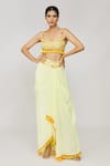 Buy_Gopi Vaid_Yellow Skirt Georgette Embroidered And Printed Tanisha Blouse & Draped Set _at_Aza_Fashions