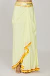 Gopi Vaid_Yellow Skirt Georgette Embroidered And Printed Thread Round Blouse & Draped Set _at_Aza_Fashions