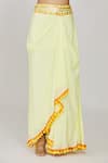 Gopi Vaid_Yellow Cape Organza Embroidered Thread Cape Open Ishita Draped Skirt Set _at_Aza_Fashions