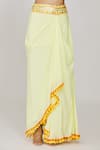 Gopi Vaid_Yellow Cape Organza Embroidered Thread Cape Open Triya Draped Skirt Set _at_Aza_Fashions