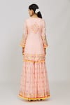 Gopi Vaid_Pink Viscose, Georgette, Organza Fringe, Foram Thread Kurta Sharara Set _Online_at_Aza_Fashions