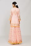 Gopi Vaid_Pink Viscose, Georgette, Organza Embroidery, Foram Mirror Kurta Sharara Set _Online_at_Aza_Fashions