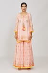 Buy_Gopi Vaid_Pink Viscose, Georgette, Organza Embroidery, Foram Mirror Kurta Sharara Set _Online_at_Aza_Fashions