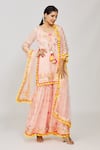 Shop_Gopi Vaid_Pink Viscose, Georgette, Organza Embroidery, Foram Mirror Kurta Sharara Set _at_Aza_Fashions