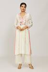 Buy Gopi Vaid Ivory Cotton, Organza Pom-poms, Fringe, Embroidery Round Kurta And Palazzo Set at Aza Fashions Buy_Gopi Vaid_Ivory Cotton, Organza Pom-poms, Fringe, Embroidery Round Kurta And Palazzo Set _at_Aza_Fashions