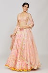 Buy_Gopi Vaid_Pink Lehenga Georgette Embroidery Mirror Halter Neck Sana Mela Geometric Set _at_Aza_Fashions