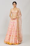 Shop_Gopi Vaid_Pink Lehenga Georgette Embroidery Mirror Halter Neck Sana Mela Geometric Set _at_Aza_Fashions