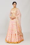 Shop_Gopi Vaid_Pink Lehenga Georgette Embroidery Mirror Urvashi Mela Work Bridal Set _at_Aza_Fashions