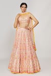 Shop_Gopi Vaid_Pink Lehenga Georgette Embroidery Mirror Halter Neck Ojasvi Set _at_Aza_Fashions