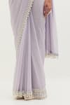 Mala and Kinnary_Purple Georgette Embroidered Pearls Shilpa Hem Saree Set With Collar _at_Aza_Fashions