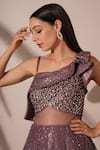 Buy_Chaashni by Maansi and Ketan_Purple Net Embroidery Sequins Asymmetric Jarkan Gown _Online_at_Aza_Fashions