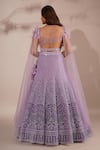 Shop_Chaashni by Maansi and Ketan_Purple Net Embroidery Sequin Sweetheart Neck Blouse Lehenga Set_at_Aza_Fashions