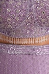 Chaashni by Maansi and Ketan_Purple Net Embroidery Sequin Sweetheart Neck Blouse Lehenga Set_at_Aza_Fashions