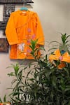 Buy_Rage Attire-Sweta Saria_Orange Cotton, Silk Embroidery Padma Morpankh Kurta With Dhoti _Online_at_Aza_Fashions