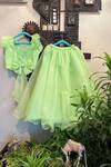 Shop_Rage Attire-Sweta Saria_Green Organza, , Satin Tassels, Mor Pankh Blouse With Ghagra _at_Aza_Fashions